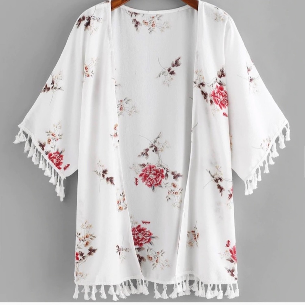 Floral Fringe Kimono